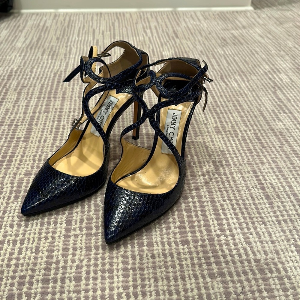 Jimmy Choo navy python heels
